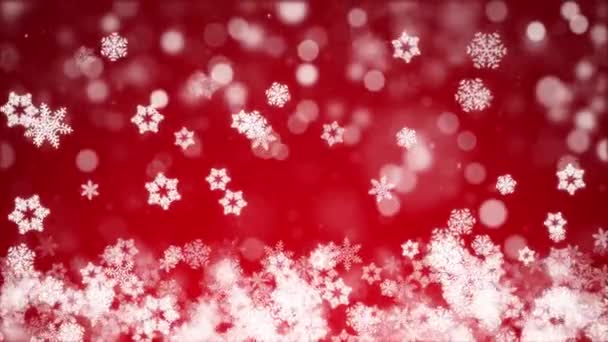 Rot Abstrakt Fallende Schneeflocken Schneeflocken Partikel 4K Loop Animation — Stockvideo