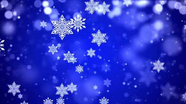 Azul Resumen Caída de copos de nieve Copos de nieve Partículas 4K Loop Animation — Vídeos de Stock
