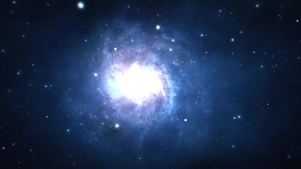 Nebulosa que viaja por el espacio profundo brillante con estrellas. — Vídeo de stock