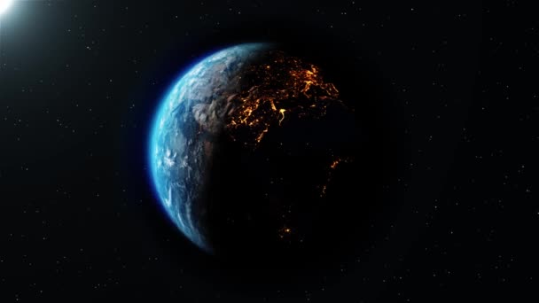 Graphiques de mouvement réalistes de la planète Terre tournant dans la boucle de nuit Animation .