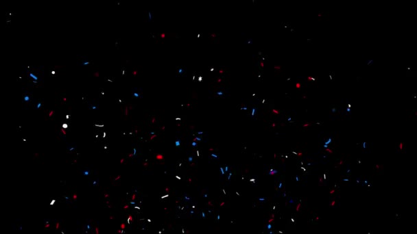 Multi colore Popper Confetti caduta giù particelle 4k Loop Animazione schermo verde . — Video Stock