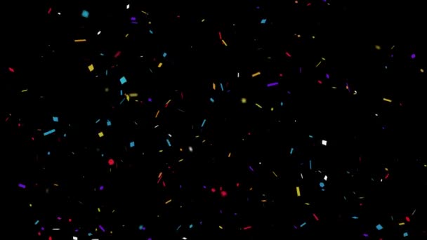 Multi Color Popper Confetti Caída de partículas 4k Loop Animación Pantalla verde . — Vídeo de stock