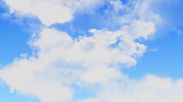 Голубое небо с облаками на фоне зеленого экрана — стоковое видео