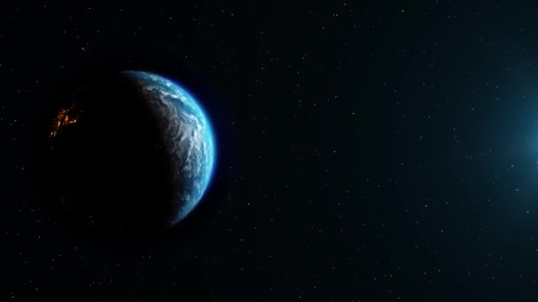 美丽的行星从太空之星太阳环动画中旋转地球. — 图库视频影像
