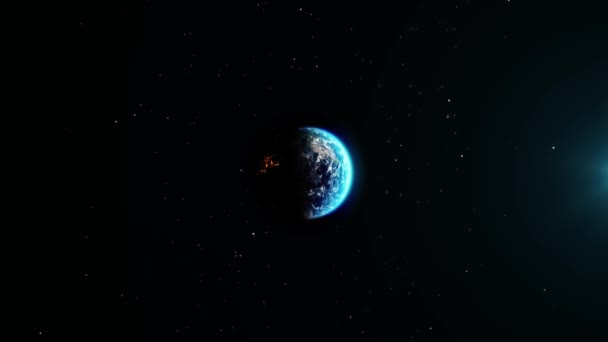 Beautiful Planet Rotating Earth from space Star Sunrise Loop Animation. — Stock Video