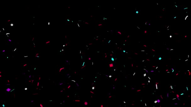 Realistic Confetti Gunshot Popper Explosions Falling black green Screen Animation. — Stock Video