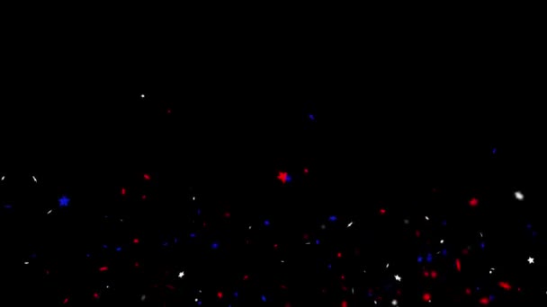 Realistic Confetti Gunshot Popper Explosions Falling black green Screen Animation. — Stock Video