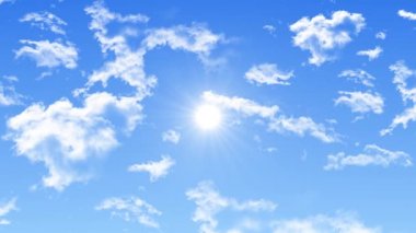 Mavi gökyüzü bulutları ve güneş döngüsü arka plan Yeşil Ekran Alfa.