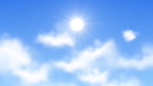 Голубые облака на небе и солнечный луч на фоне анимированного зеленого экрана . — стоковое видео