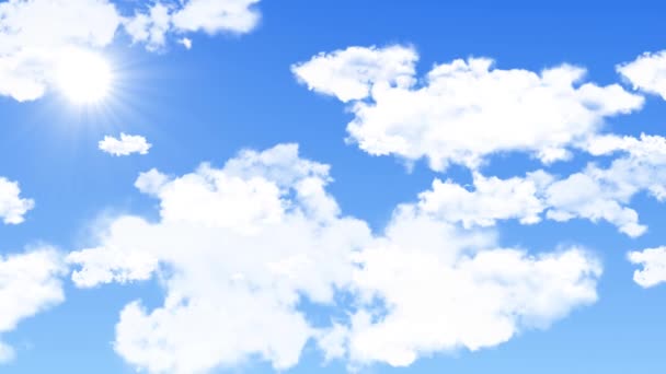 Nubes de cielo azul y lazo solar Fondo de animación Pantalla verde Alfa . — Vídeos de Stock