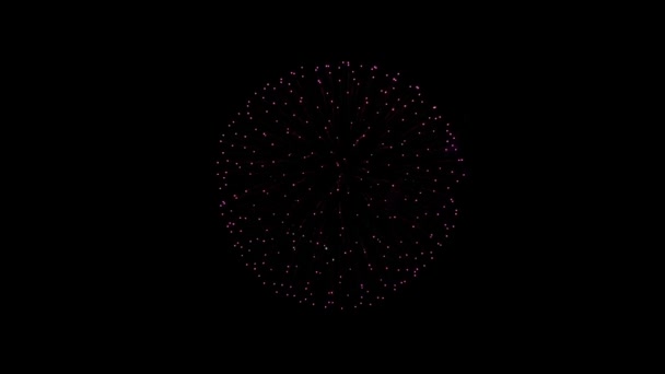 Hermosos fuegos artificiales Explosión espectáculo en el cielo nocturno Animación con pantalla verde . — Vídeo de stock