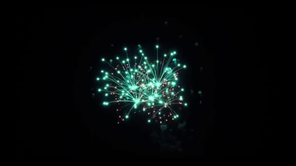 Krásný ohňostroj Explosion show na noční obloze Animace se zelenou obrazovkou. — Stock video