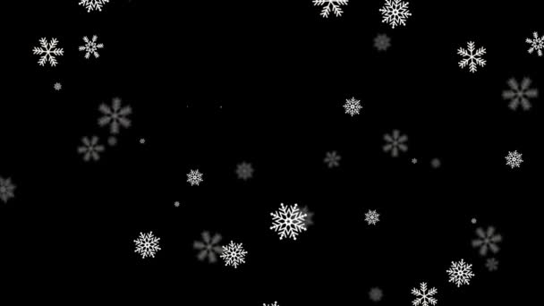 Nieve cayendo aislada sobre fondo negro Pantalla verde Loop Animation. — Vídeo de stock