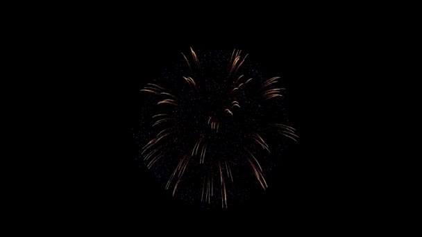 Hermosos fuegos artificiales Explosión espectáculo en el cielo nocturno Animación con pantalla verde . — Vídeo de stock