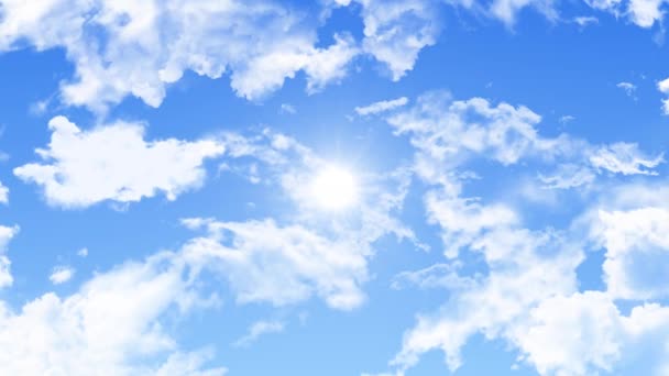 Piękne błękitne niebo z chmurami pętli Animacja Tło Zielony ekran. — Wideo stockowe