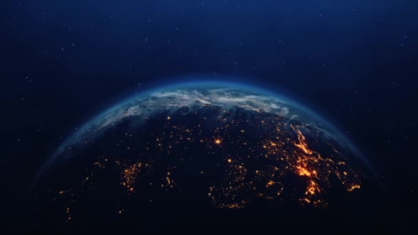Vue rapprochée de l'espace Blue Earth de nuit et de jour sur la planète Animation en boucle .