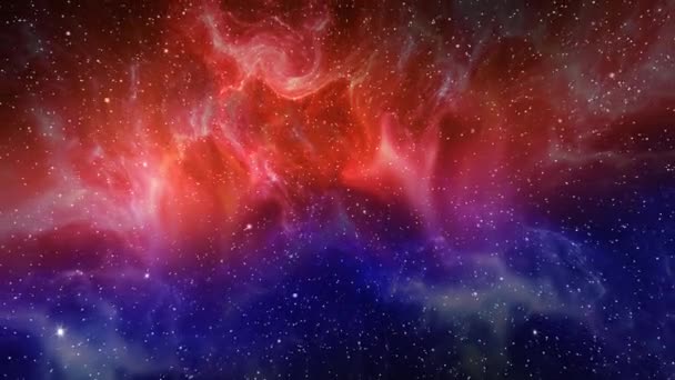 Sci-fi Літаючі в космічних зірках галактик і газової хмари Loop Animation — стокове відео