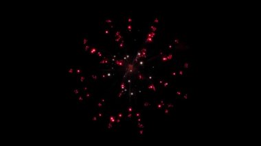 Gece Gökyüzü Yeşil Ekran Canlandırmasında Renkli Havai fişekler Patlama Işığı.