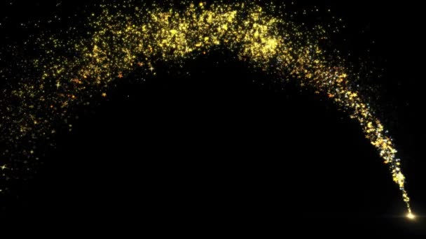 Arany csillogó csillag por Kör nyomvonal csillogó részecskék a fekete — Stock videók