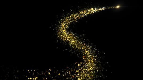 Gold Glittering Star Dust Circle Of Trail Sparkling Particles On Black — Stock Video