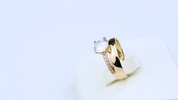 jewerly gold ring with diamond white background