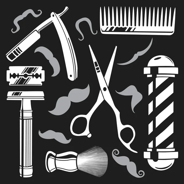 Conjunto de herramientas de peluquería vintage — Vector de stock