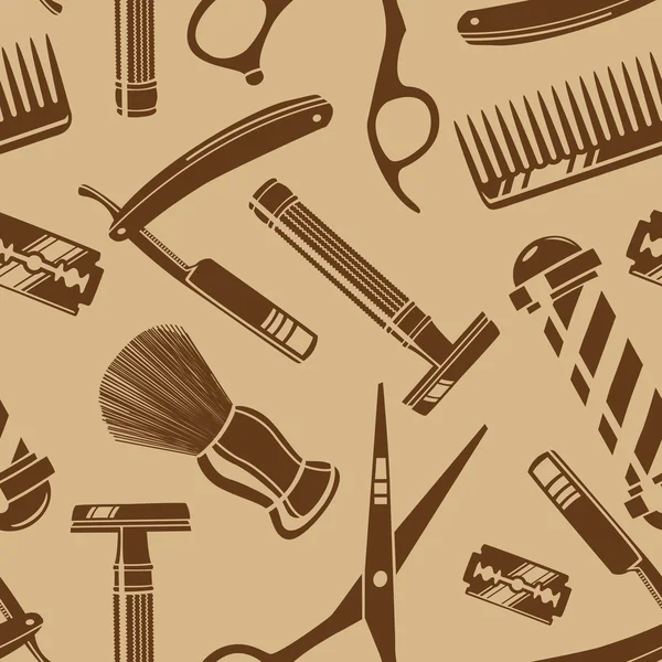 Fondo de patrón sin costuras con herramientas de peluquería vintage — Vector de stock