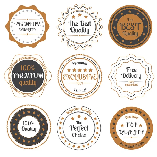 Conjunto de emblemas de qualidade premium bege e cinza no fundo branco —  Vetores de Stock