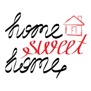 Grunge ev ile Sweet Home yazı elle çizilmiş