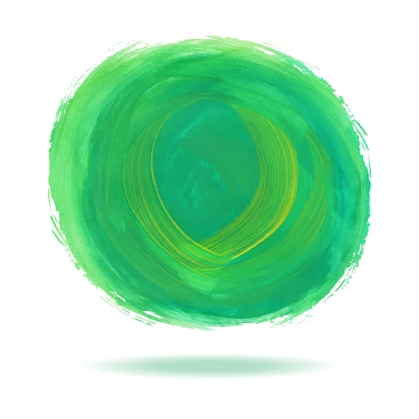 Tache cercle aquarelle verte avec ombre sur fond blanc — Image vectorielle