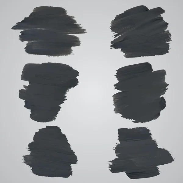 Ensemble de taches d'aquarelle noires pour la conception sur fond gris — Image vectorielle