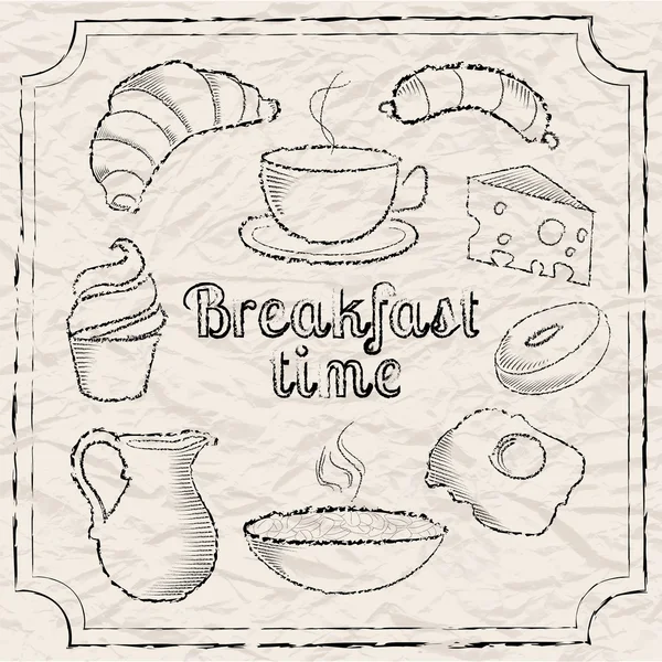Время завтрака на бумажном фоне — стоковый вектор
