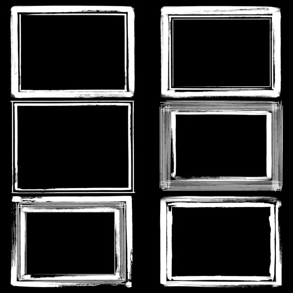白色背景上的黑色油墨 grunge 框架集。边框 — 图库矢量图片