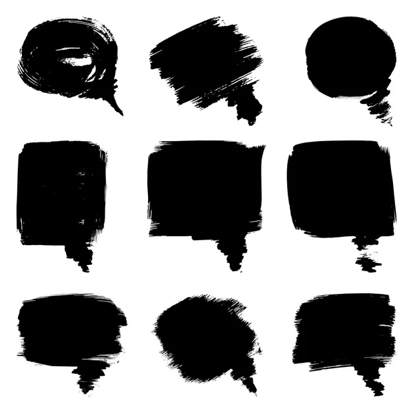 Conjunto de bolhas de fala grunge tinta no fundo branco. Abstrato —  Vetores de Stock