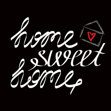 Grunge ev ile Sweet Home yazı elle çizilmiş