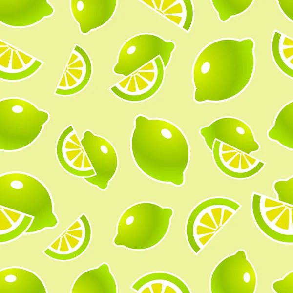 Limes et morceaux de chaux avec trait blanc motif sans couture sur y — Image vectorielle