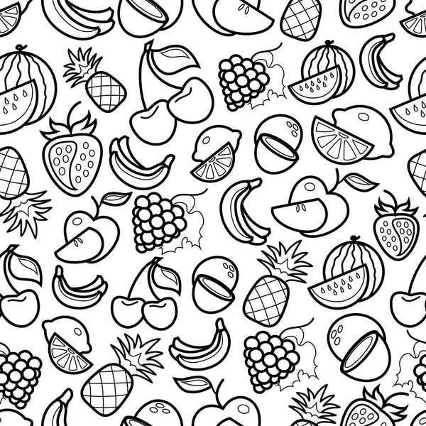 Patrón de iconos de fruta de arte de línea sobre fondo blanco — Vector de stock