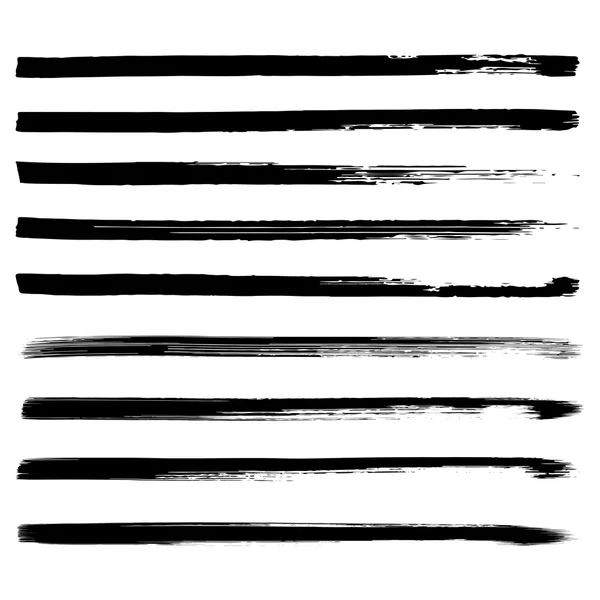 Set of black hand drawn lines on white background. — Stock Vector