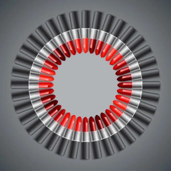 Rouge à lèvres cercle sur fond gris — Image vectorielle