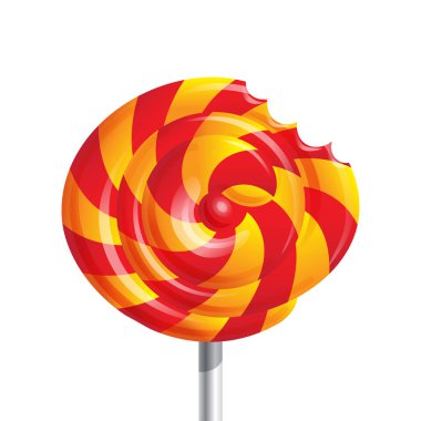 Lolipop beyaz zemin üzerine kırmızı ve turuncu kıvrılmış