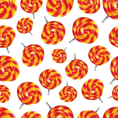 Lolipop desen beyaz zemin üzerine kırmızı ve turuncu kıvrılmış