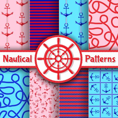 Deniz mavi ve kırmızı Dikişsiz desen renkli backgrou ayarla