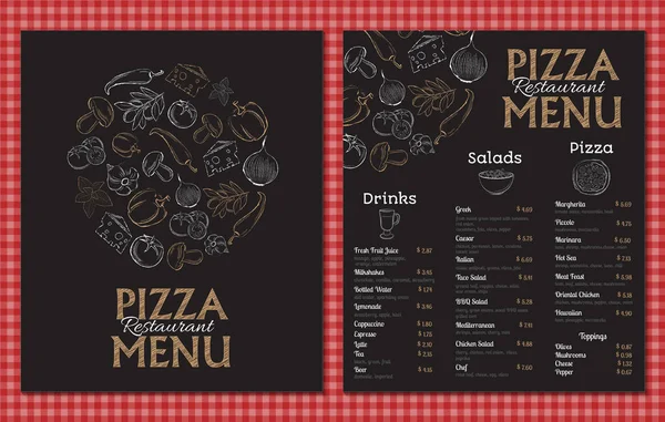 Pizza restoran menü şablonu tasarımı çizilmiş madde ile