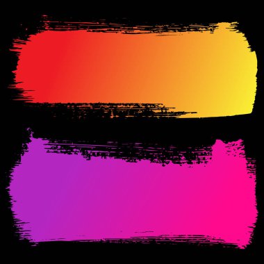 Siyah arka plan üzerinde renkli elle çizilmiş darbeleri kümesi. ABS