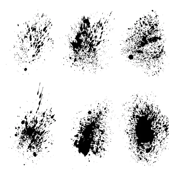 Beyaz arka planda siyah mürekkep giriş kümesi. Grunge öğeleri — Stok Vektör