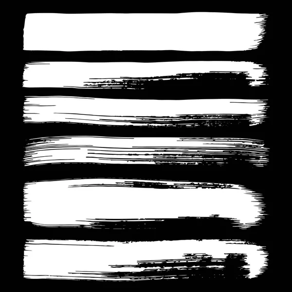 Set of black grunge brushstrokes on grey background. Abstract ha — Stock Vector