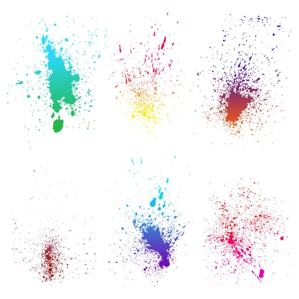 Набор красочных всплесков на черном фоне — стоковый вектор