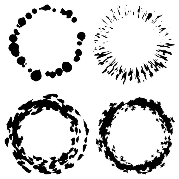 Великий набір чорнильних мазків на білому тлі — стоковий вектор