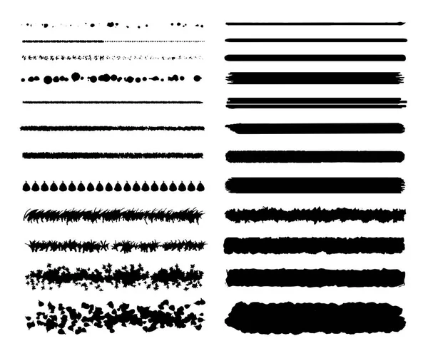 Gros ensemble de coups de pinceau à l'encre sur fond blanc — Image vectorielle