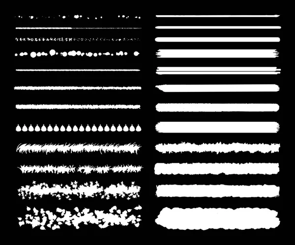 Gros ensemble de coups de pinceau à l'encre sur fond blanc — Image vectorielle
